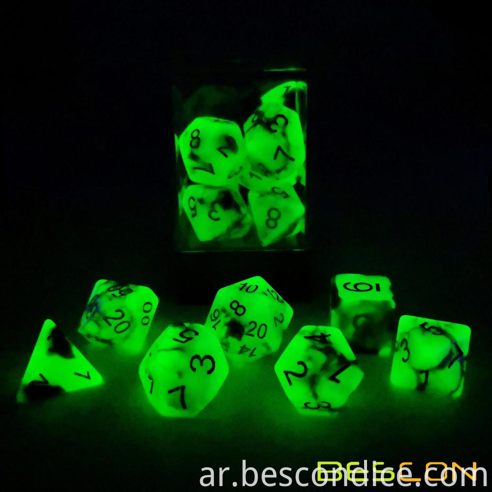Spooky Rock Glowing Role Playing Dice Set 6